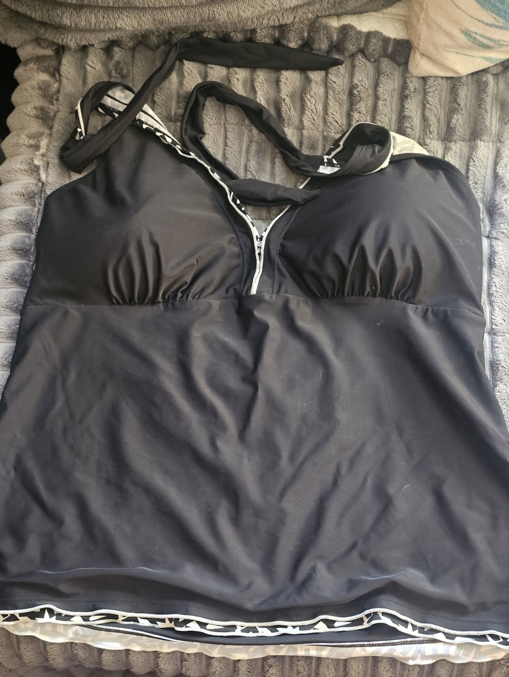 Black And White Tankini Swim Top, Size 3X